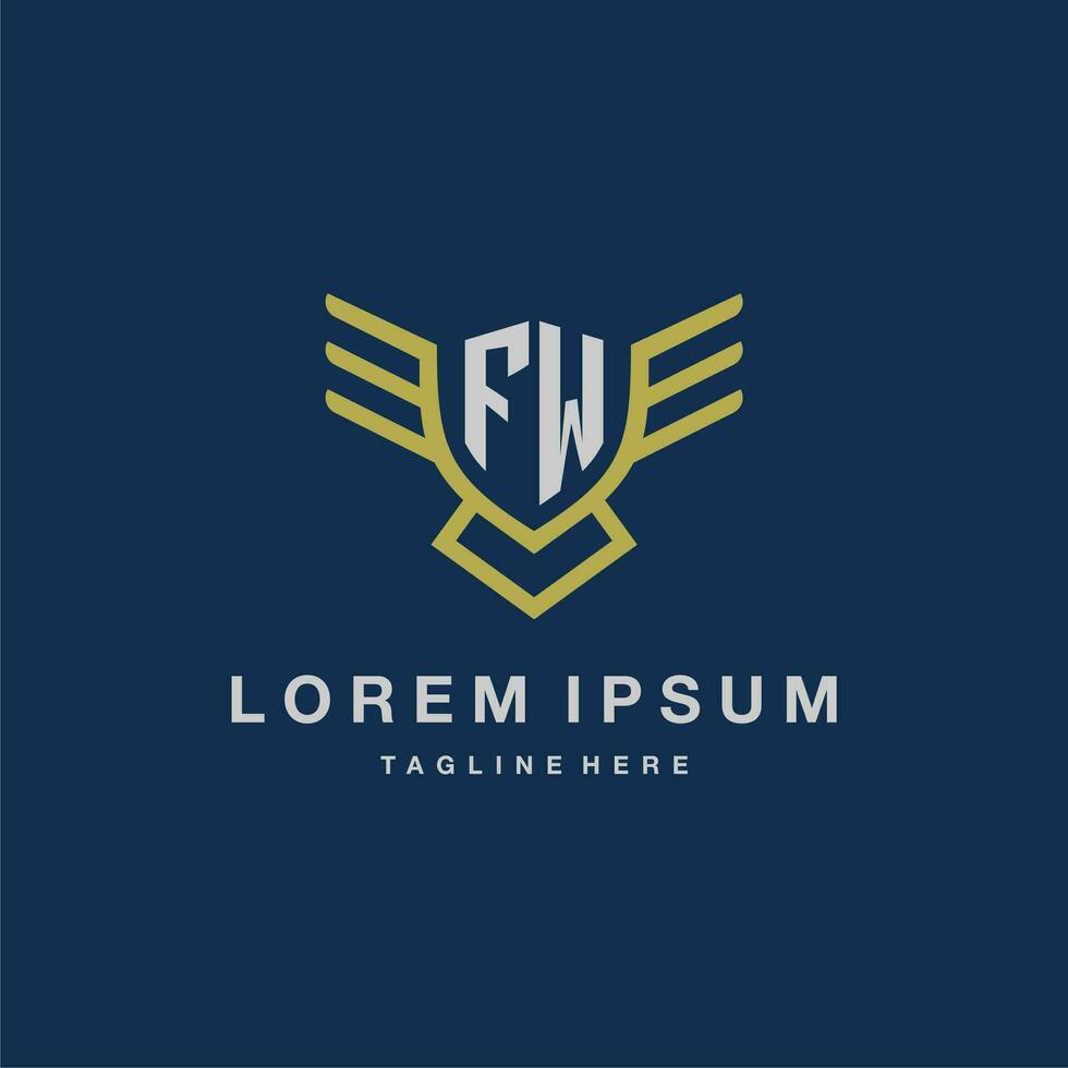 fw första monogram logotyp för kreativ Örn linje bild vektor design