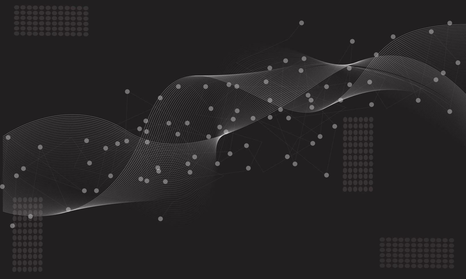 svart abstrakt tapetbakgrund med internetnätvåg vektor