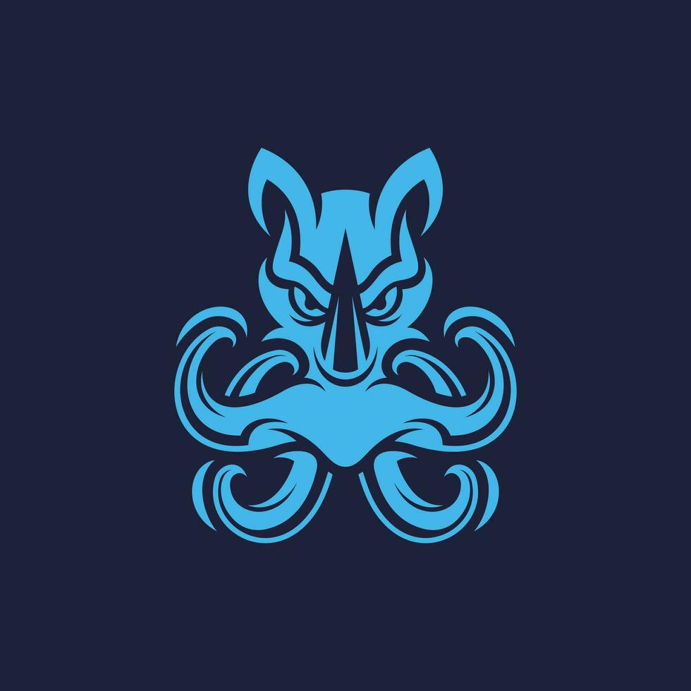 Tier Nashorn Tintenfisch modern Logo Design Vorlage Illustration, Nashorn und Tintenfisch Logo, Tierwelt Konzept. vektor