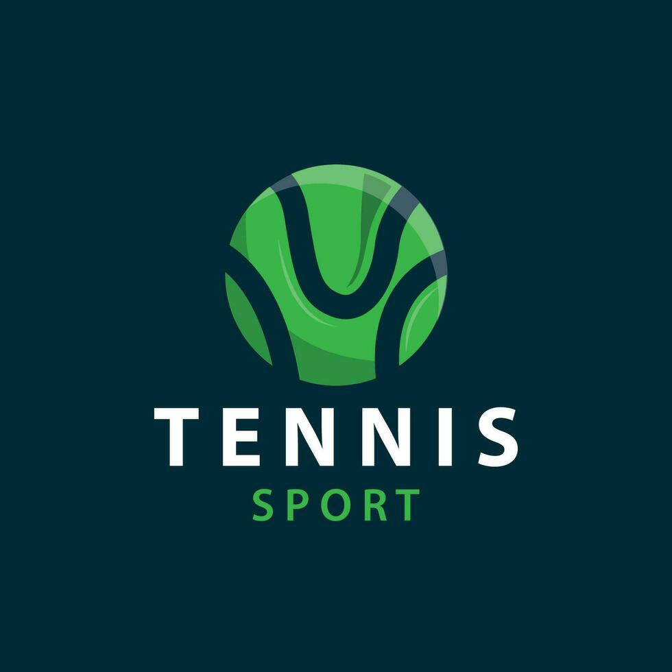 tennis sporter logotyp, boll och racket design för enkel och modern turnering mästerskap sporter vektor