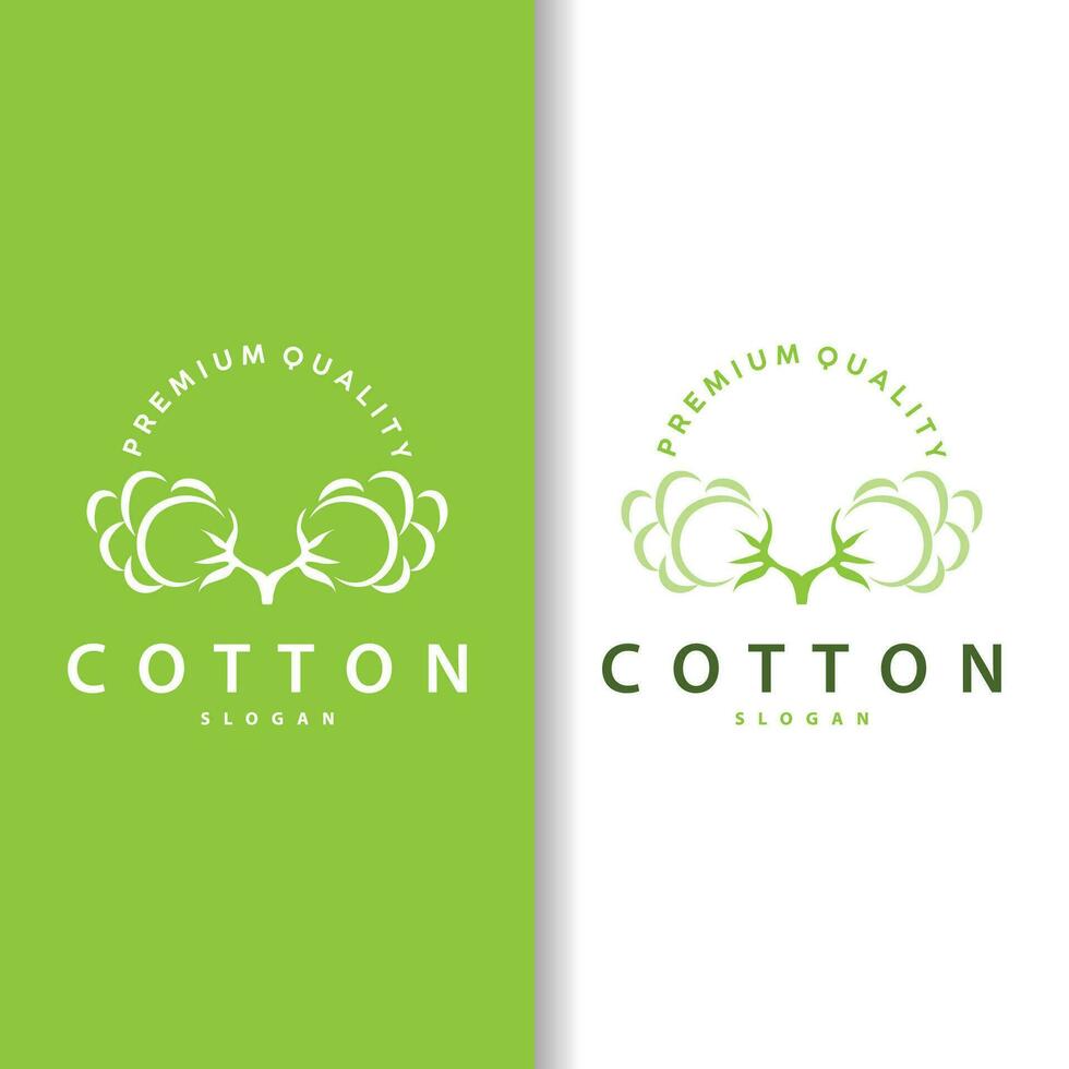 bomull logotyp, mjuk och slät bomull växt design för företag märken med enkel rader och stam vektor