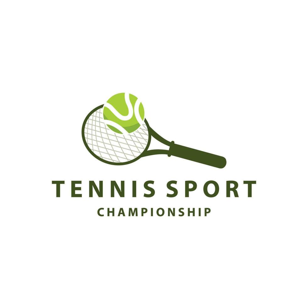 Tennis Sport Logo, Ball und Schläger Design zum einfach und modern Turnier Meisterschaft Sport vektor