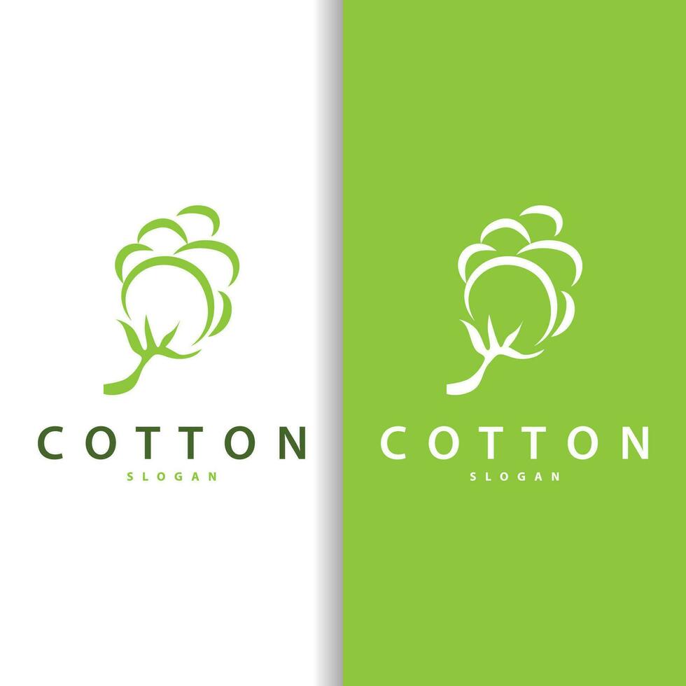 Baumwolle Logo, Sanft und glatt Baumwolle Pflanze Design zum Geschäft Marken mit einfach Linien und Stengel vektor