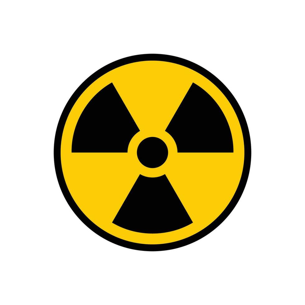 radioaktiv varning gul cirkel tecken. radioaktivitet varning vektor symbol.