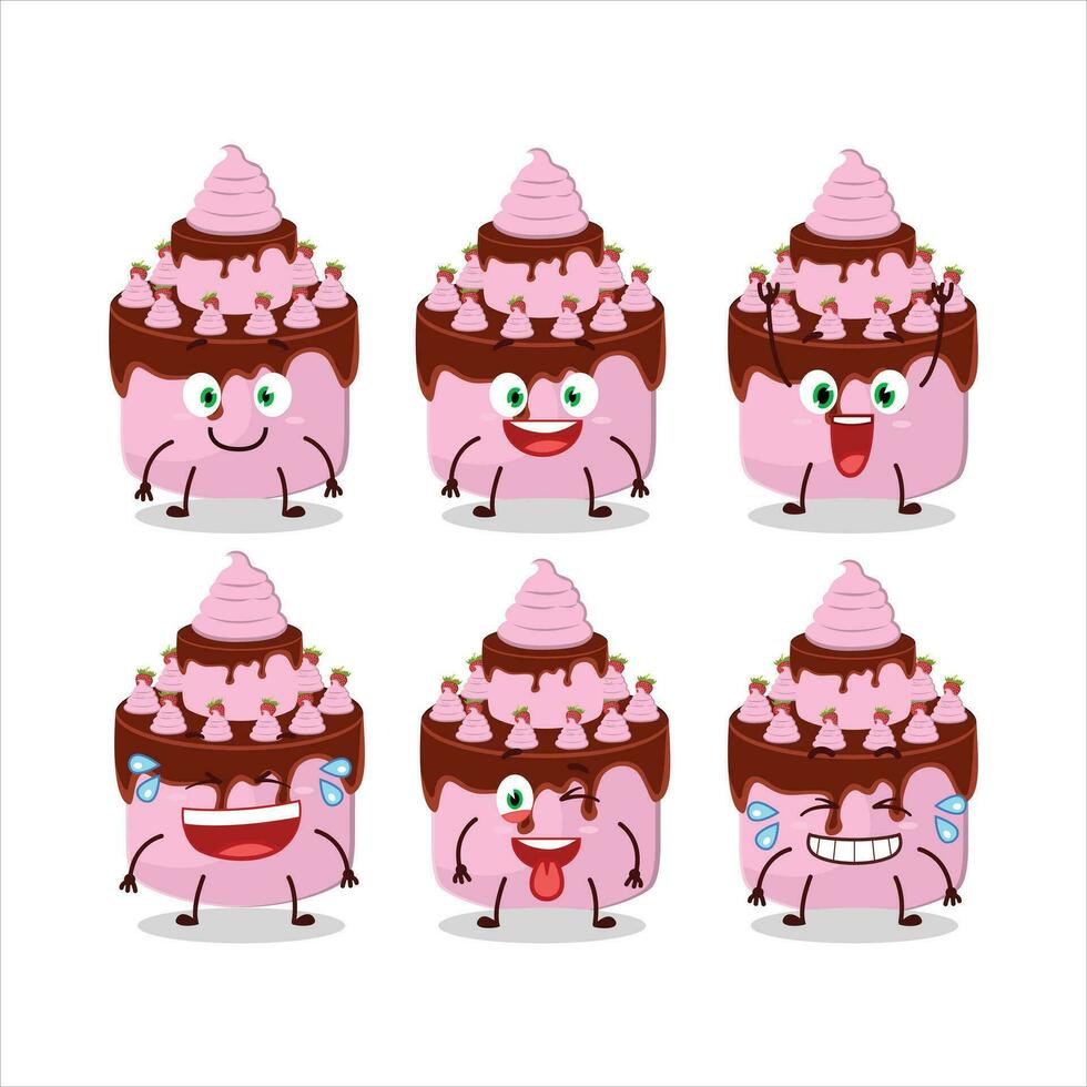 tecknad serie karaktär av söt kaka jordgubb med leende uttryck vektor