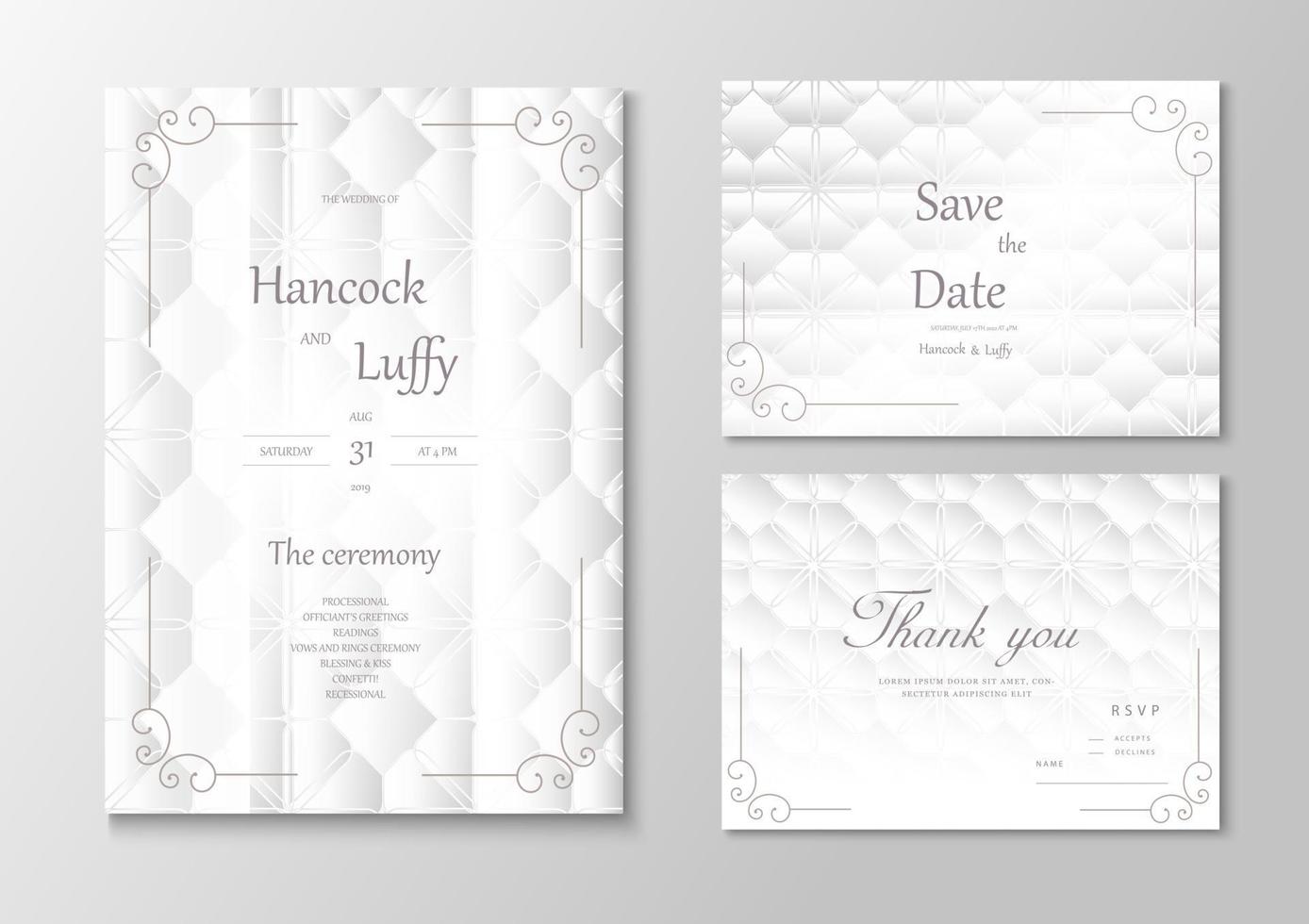 elegant av vit bröllop inbjudningskort mall lyx bakgrund vektor