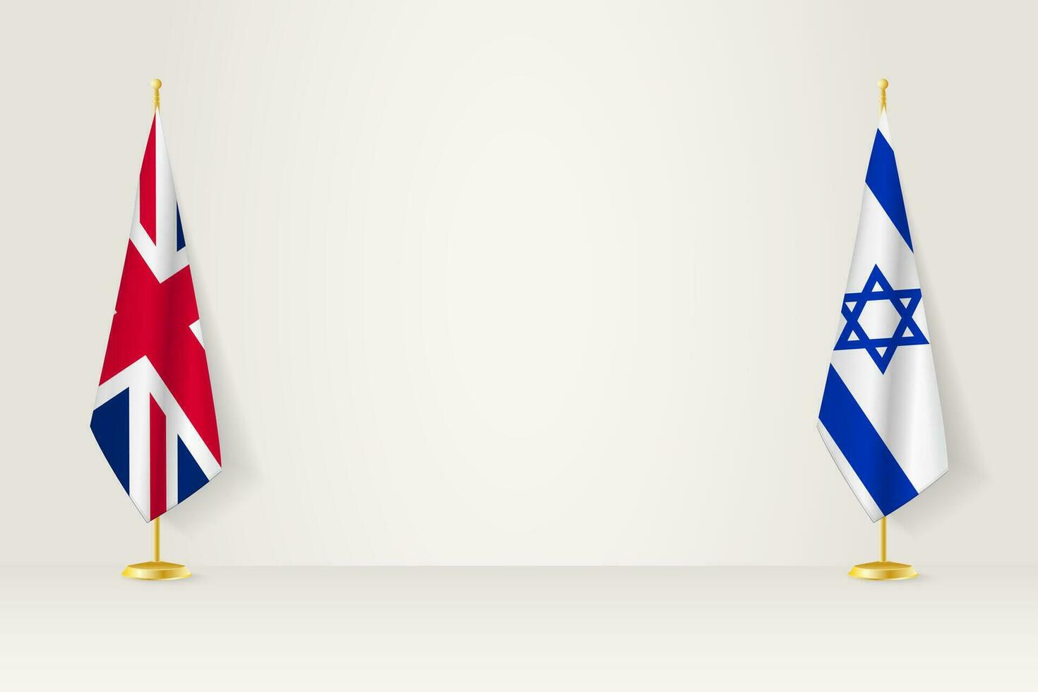 vereinigt Königreich und Israel Flagge auf Innen- Fahnenstange, Treffen Konzept zwischen Israel und vereinigt Königreich. vektor