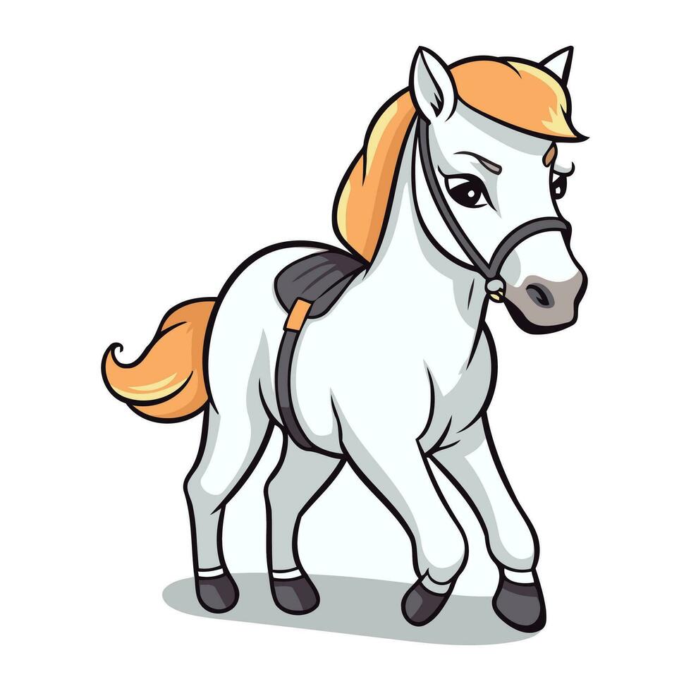 Pferd Karikatur isoliert auf ein Weiß Hintergrund. Vektor Illustration von ein Pferd.