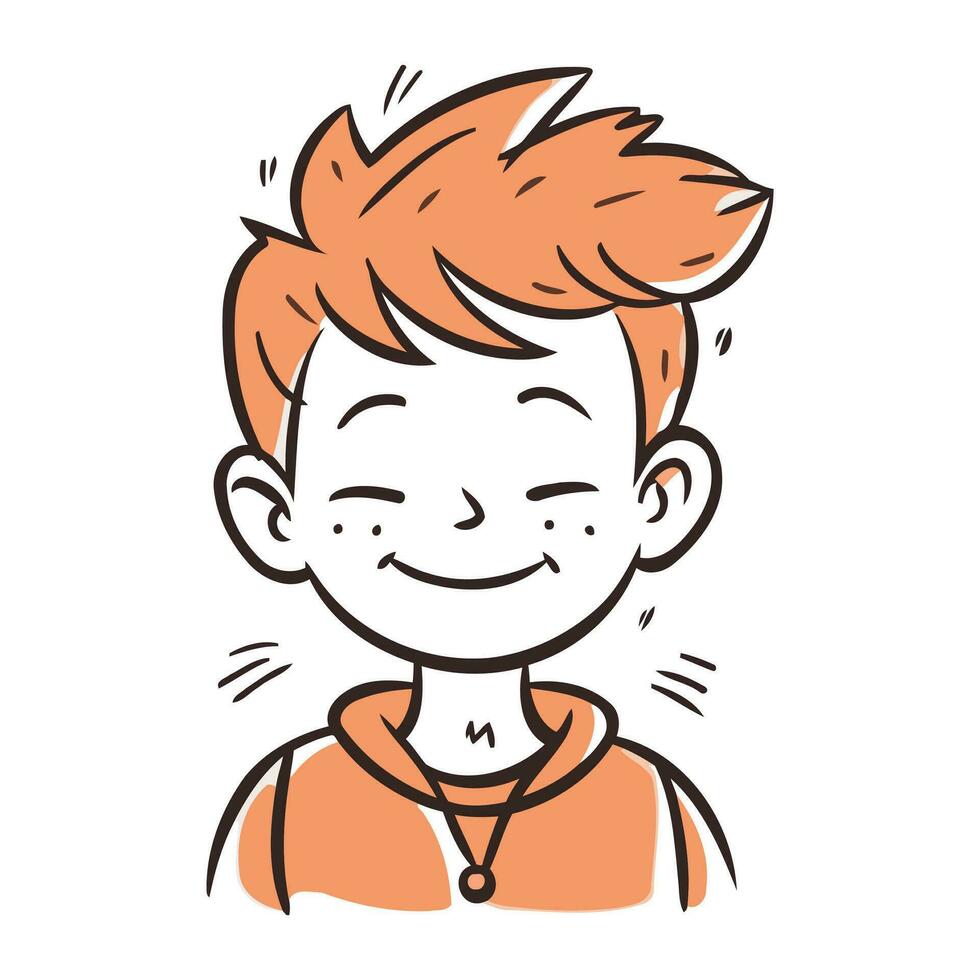 lächelnd Junge. Vektor Illustration von ein süß wenig Junge mit rot Haar.