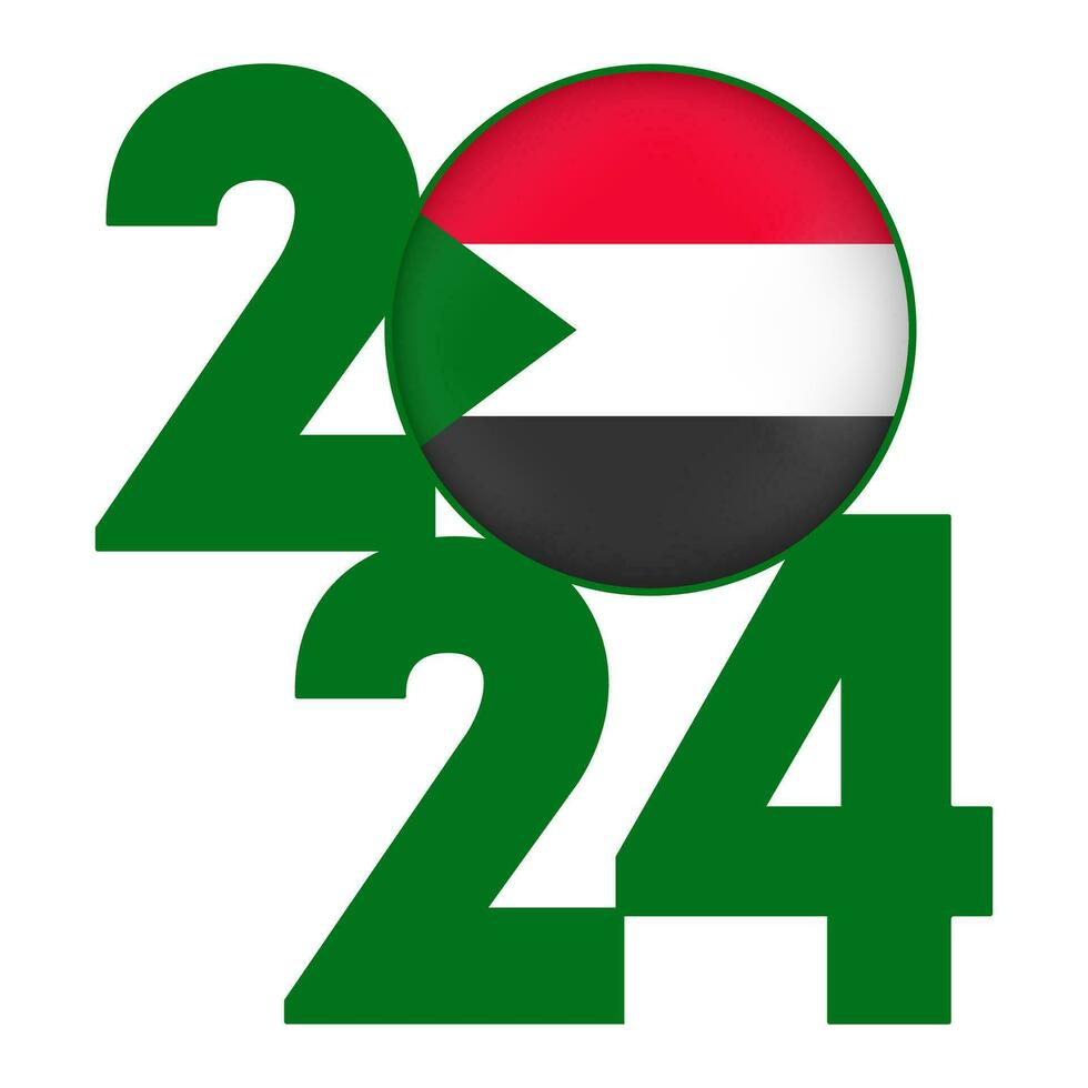 Lycklig ny år 2024 baner med sudan flagga inuti. vektor illustration.