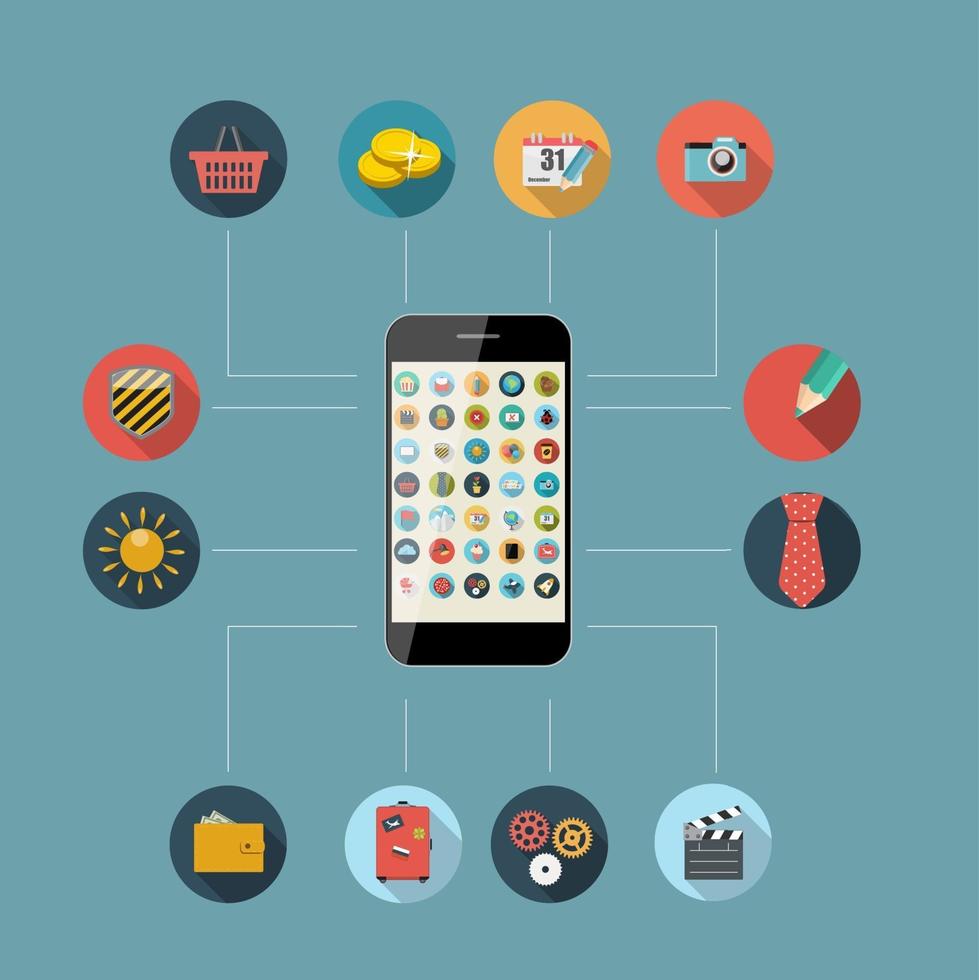 flaches designkonzept handy-apps vektor