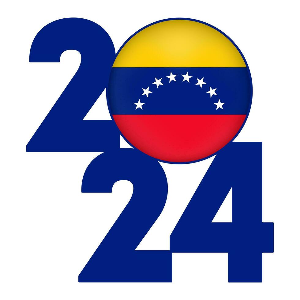 Lycklig ny år 2024 baner med venezuela flagga inuti. vektor illustration.