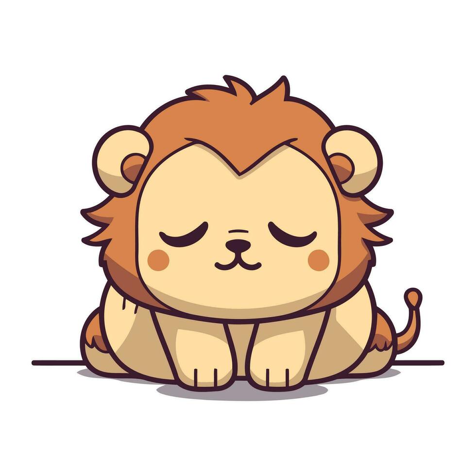 söt lejon tecknad serie karaktär. vektor illustration av en söt djur.