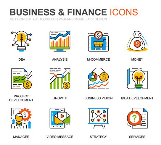 Einfache Set Business und Finance Line Icons für Website und Mobile Apps vektor