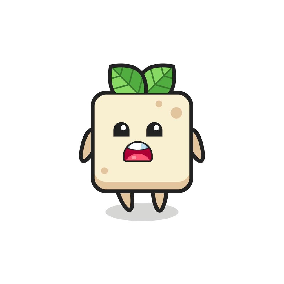 tofu -illustration med ursäktande uttryck och säger att jag är ledsen vektor