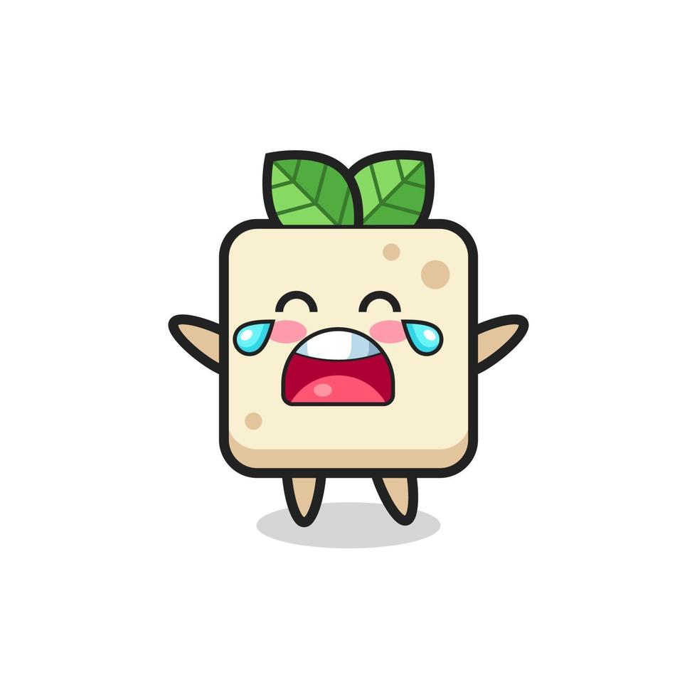 illustrationen av gråtande tofu söt bebis vektor