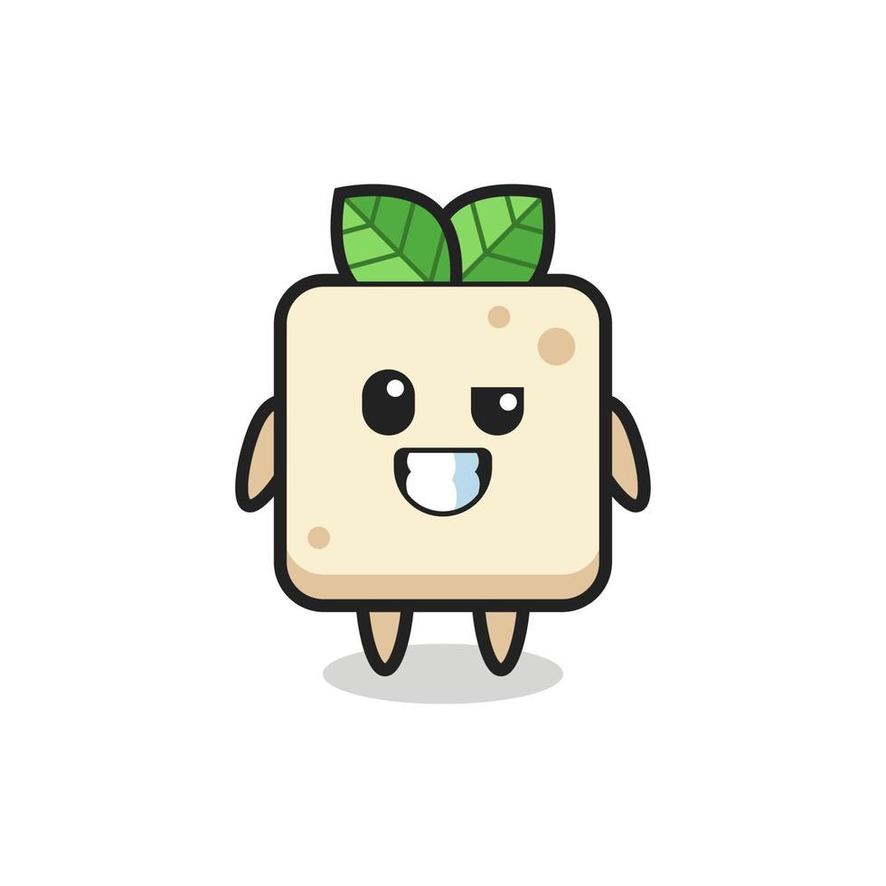 söt tofu maskot med ett optimistiskt ansikte vektor