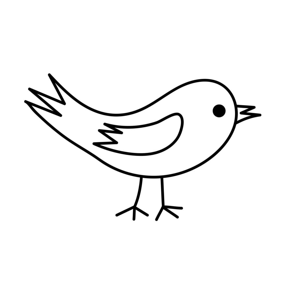 süßer handgezeichneter Vogel im Doodle-Stil. vektor