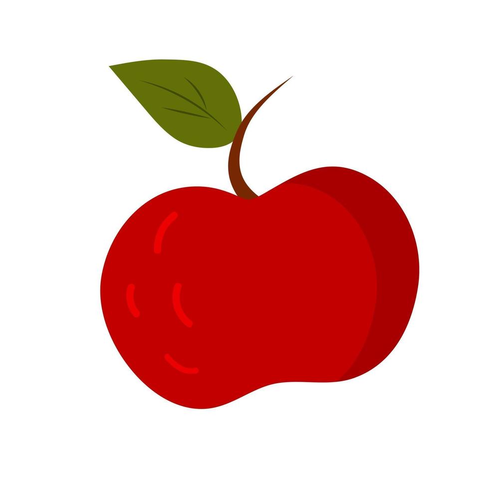 rött äpple med blad i handritad stil. vektor