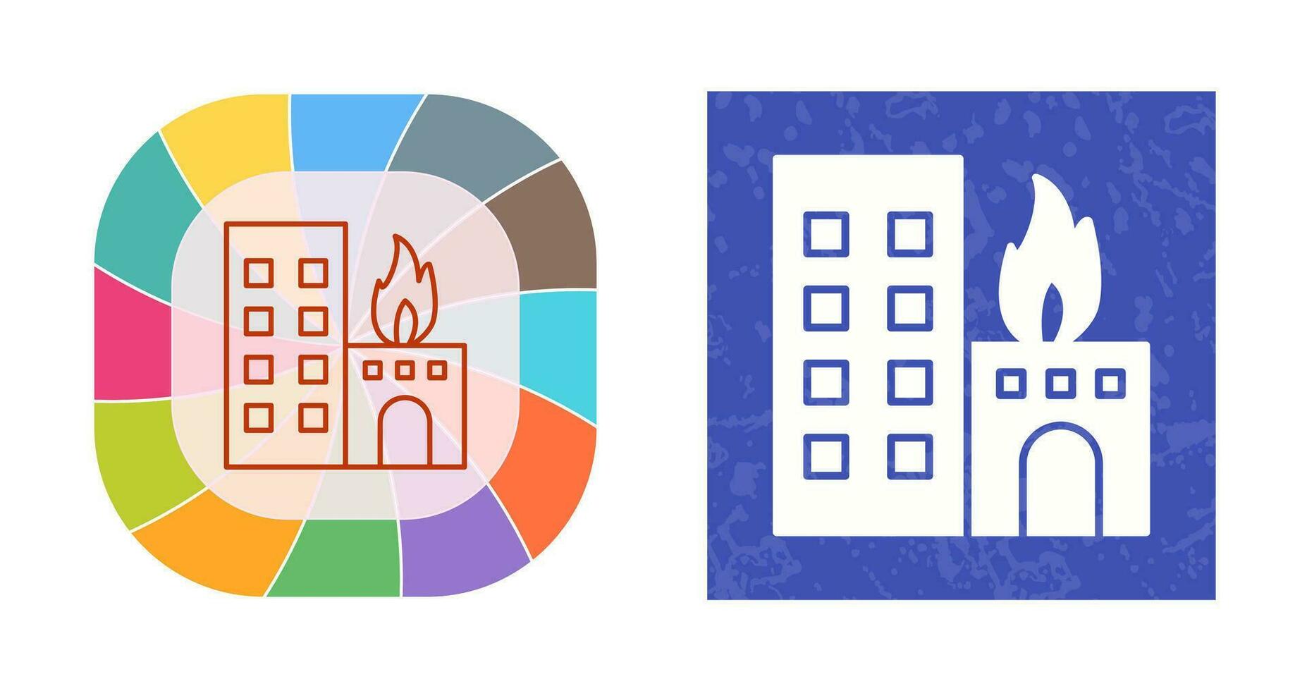 Einzigartiges Vektorsymbol für brennende Gebäude vektor