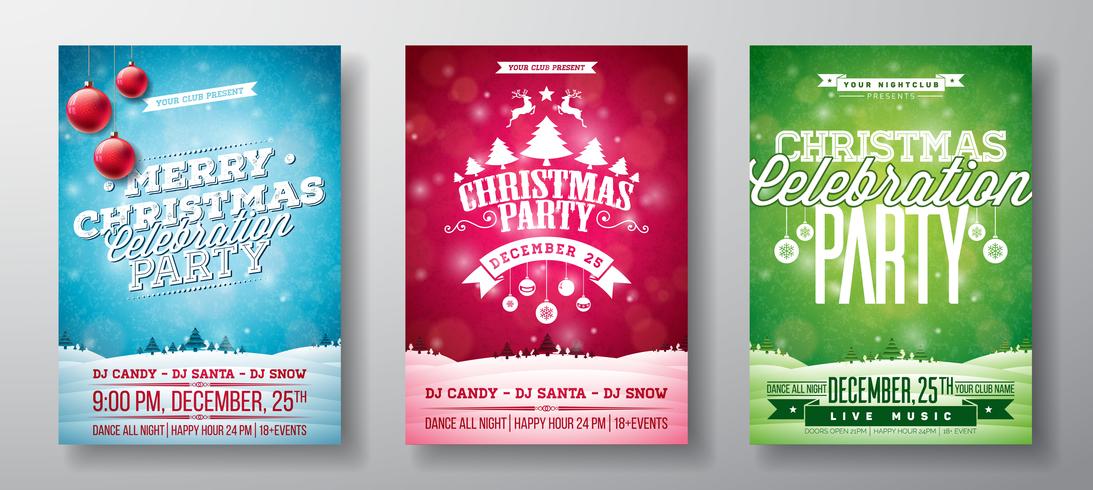 Frohe Weihnachten Party Flyer Illustrationen vektor