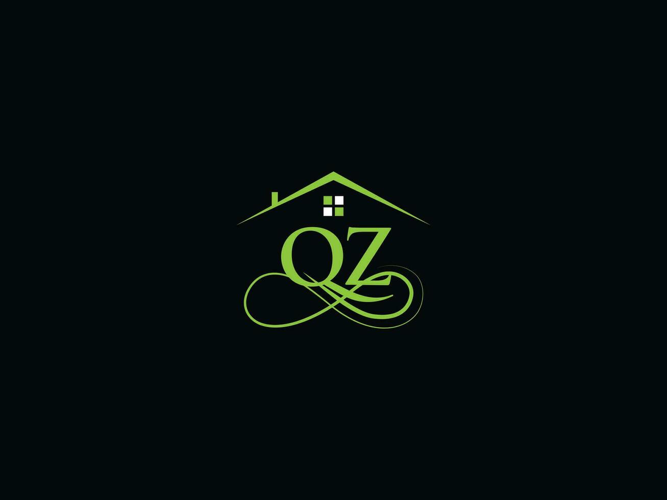 minimalistisk qz lyx hus logotyp, verklig egendom qz logotyp ikon för byggnad företag vektor