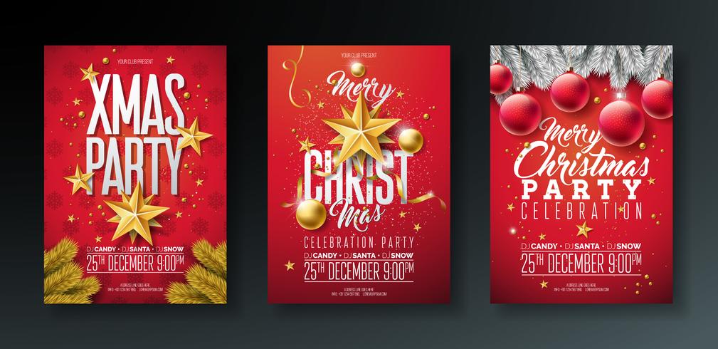 Frohe Weihnachten Party Flyer Illustrationen vektor