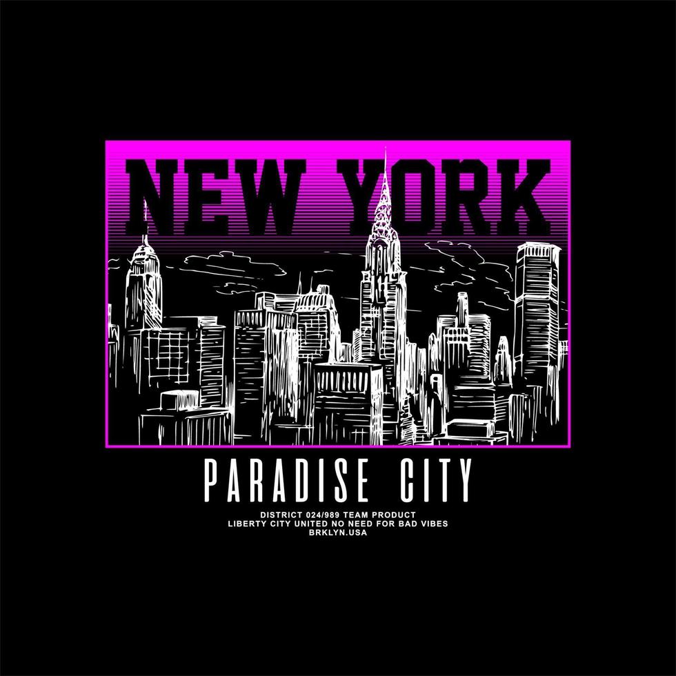 New York Paradise City einfache Vintage-Mode vektor