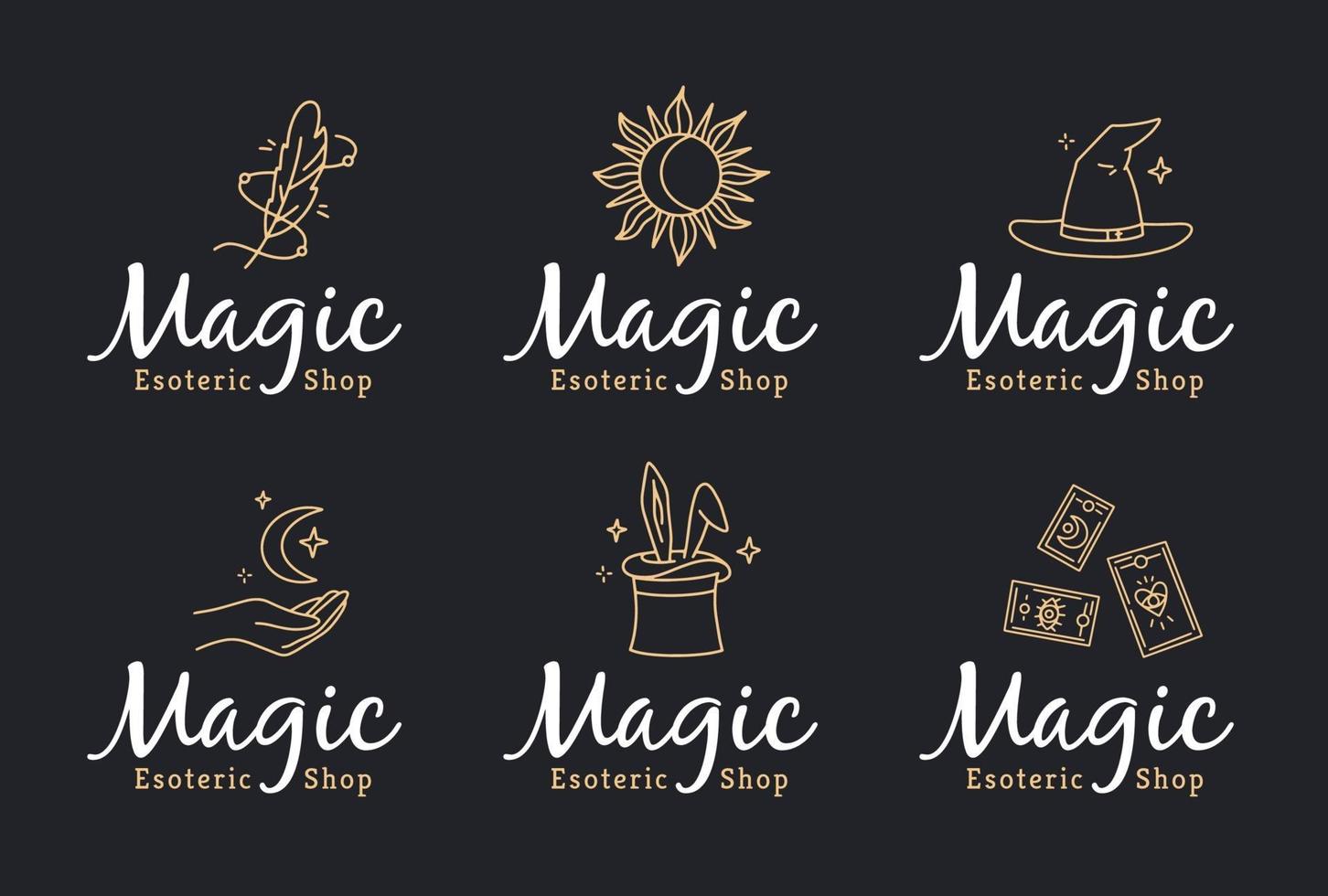 magiska doodle -logotyper för en esoterisk butik vektor
