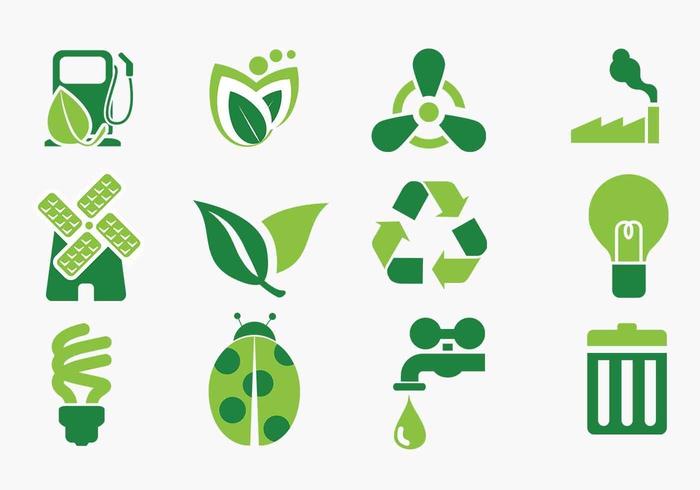 green eco icon vector pack