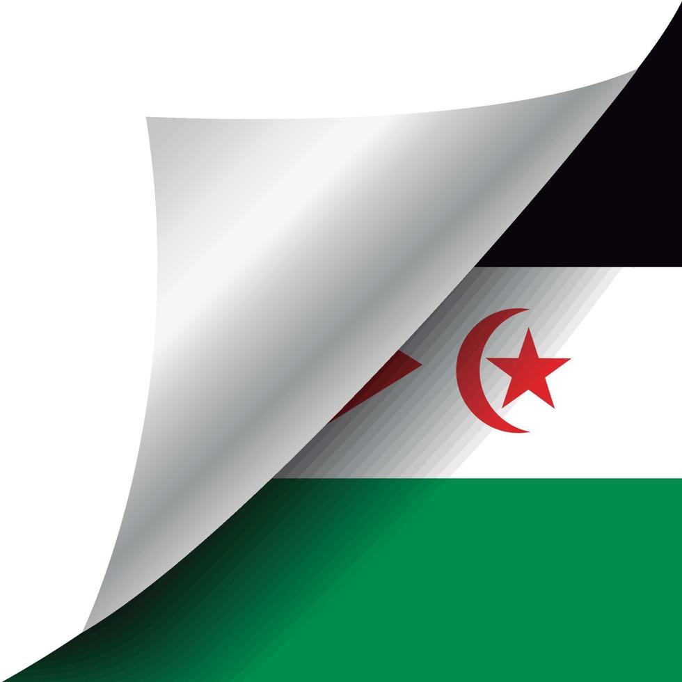 västra sahara flagga med böjda hörn vektor