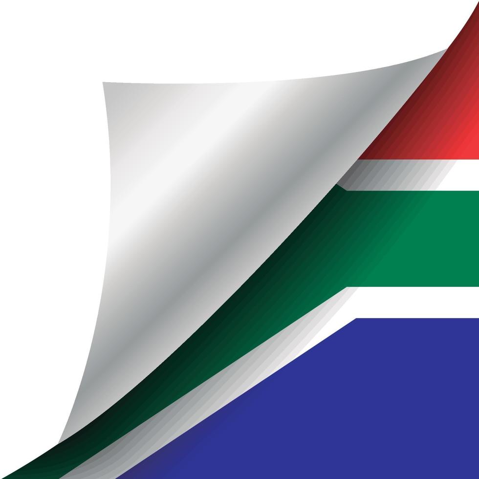 Südafrika-Flagge mit gekräuselter Ecke vektor