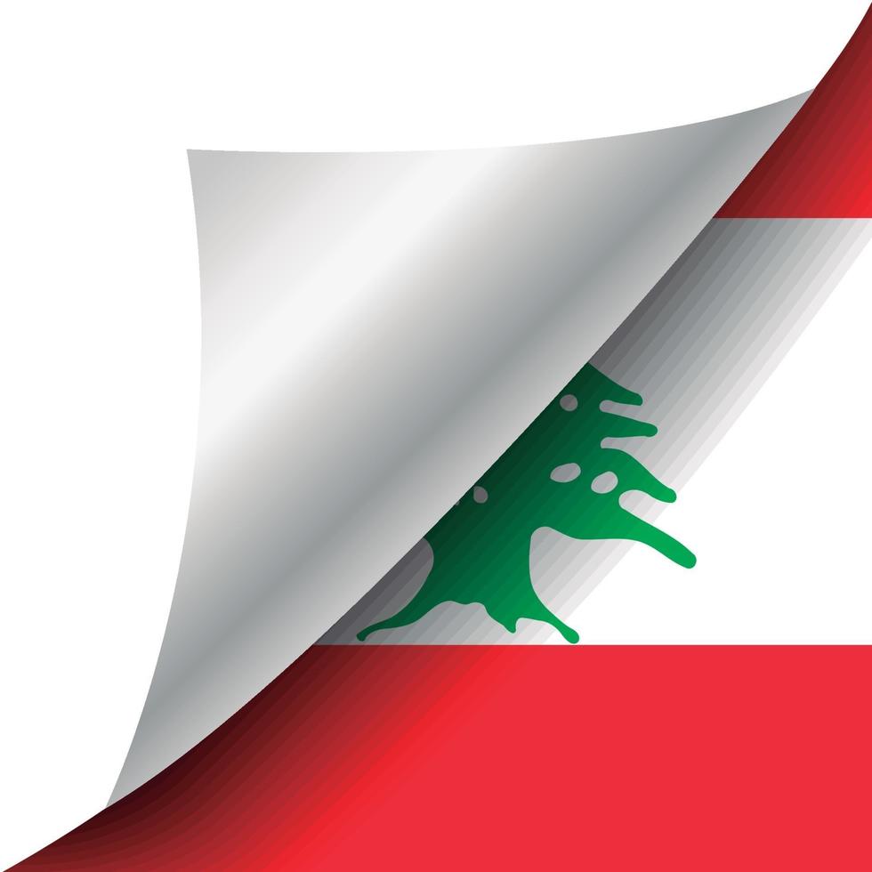flagge des libanon mit gewellter ecke vektor