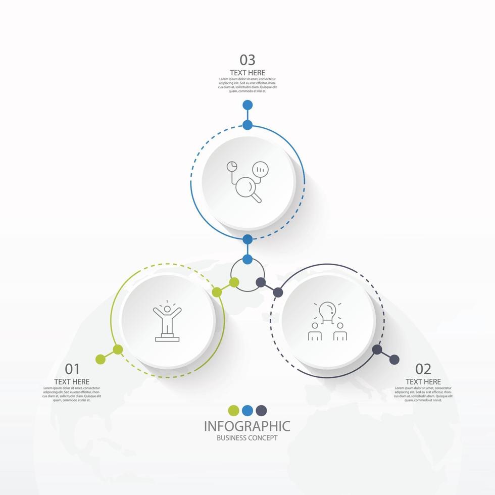 Grundlegende Kreis-Infografik-Vorlage mit 3 Schritten vektor