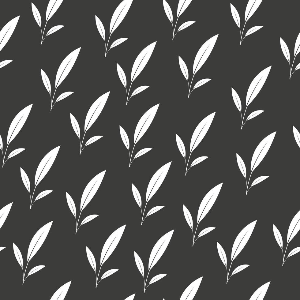 nahtloses Muster mit Blättern Silhouette auf schwarzem Hintergrund vektor