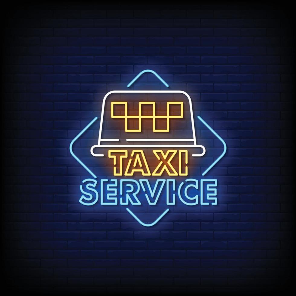 taxi service neonskyltar stil text vektor