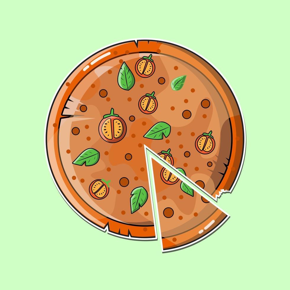 pizza peperoni mit scheibenillustration pro vektor