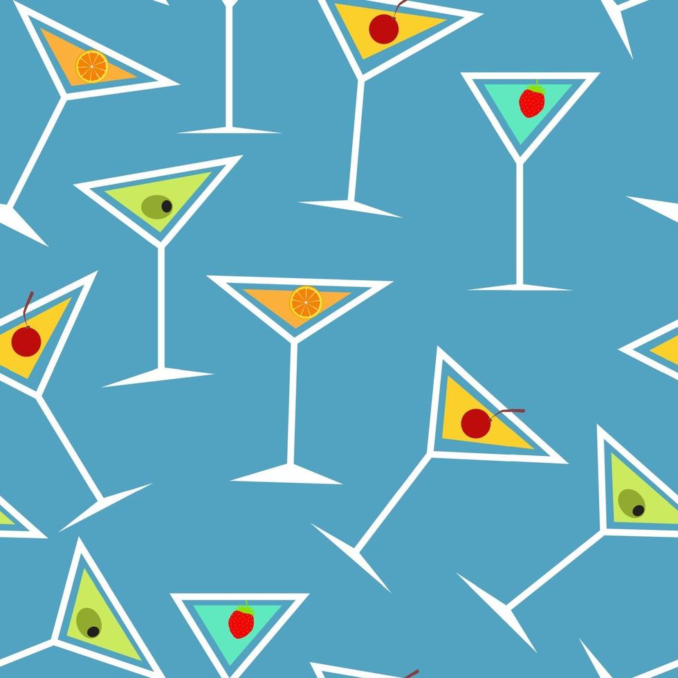 nahtloses Hintergrundmuster des alkoholischen Cocktailglases vektor