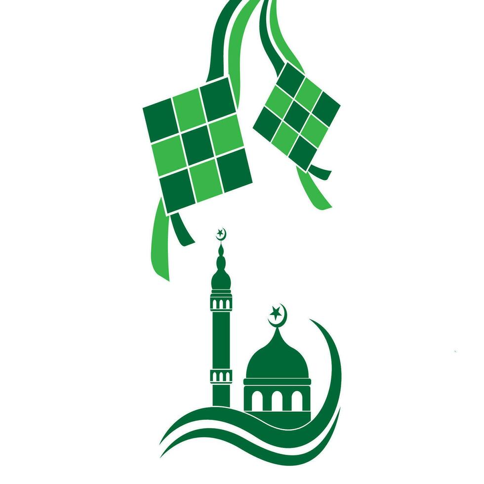 Ketupat ikon för Aidil Fitri ramadan symbol i platt illustration vektor isolerat i vit bakgrund