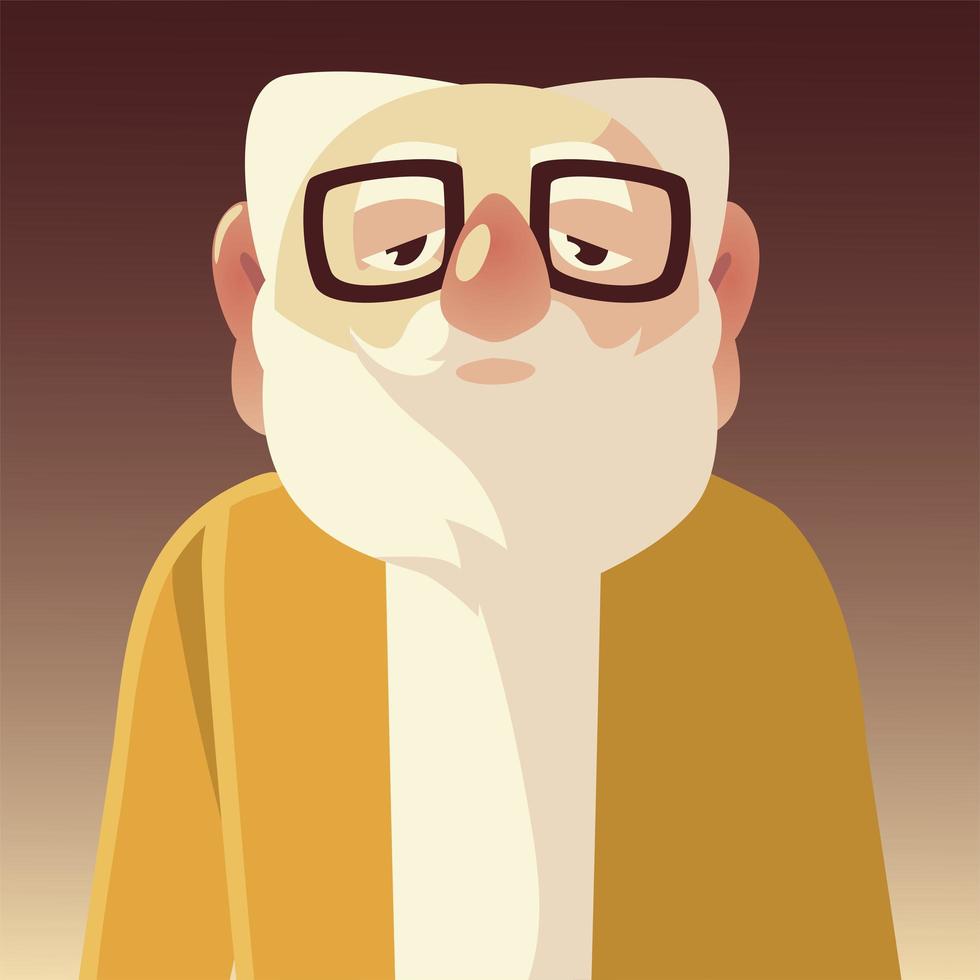 alter Mann mit Brille, Großvater-Cartoon-Figur senior vektor