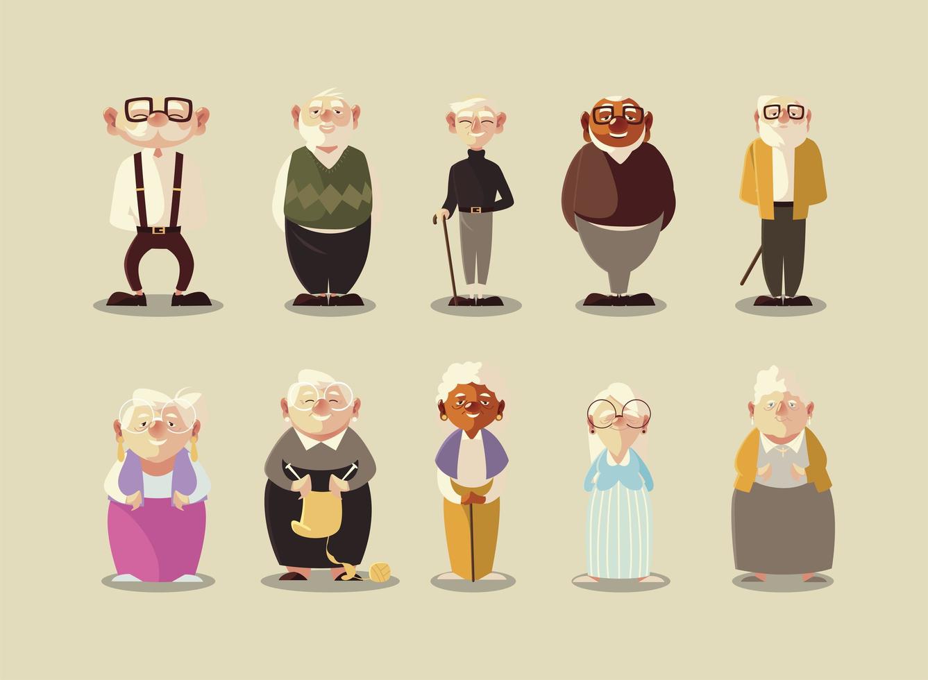 seniorer, äldre kvinnor och män karaktärer vektor