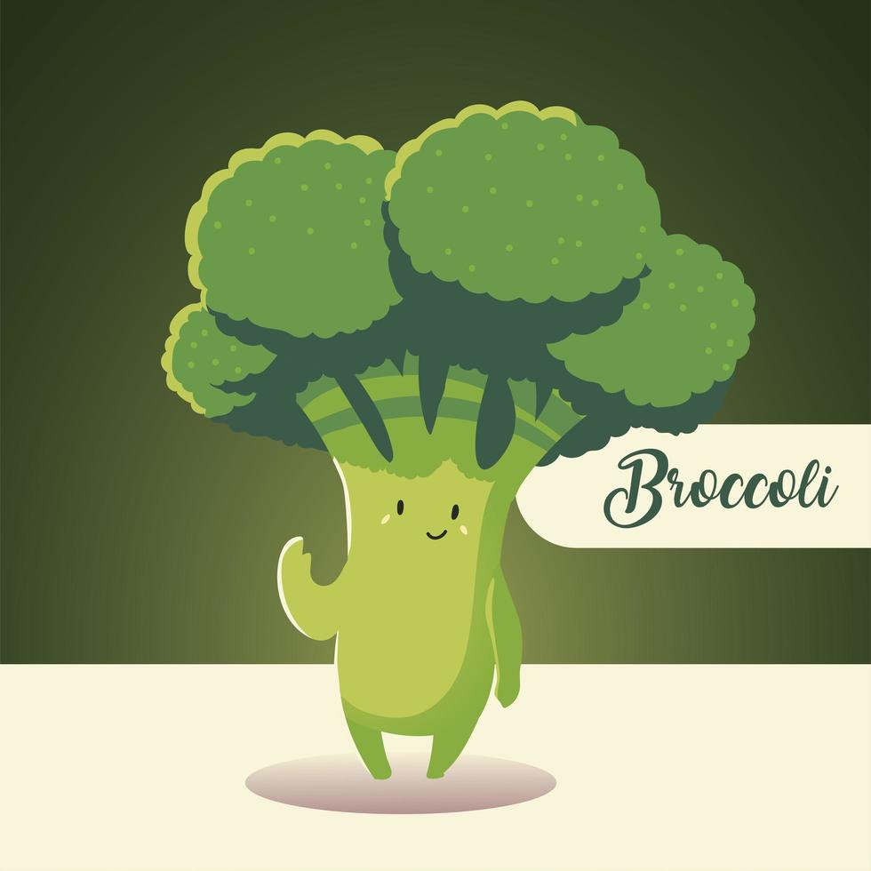 grönsakskawaii tecknad söt broccoli vektor