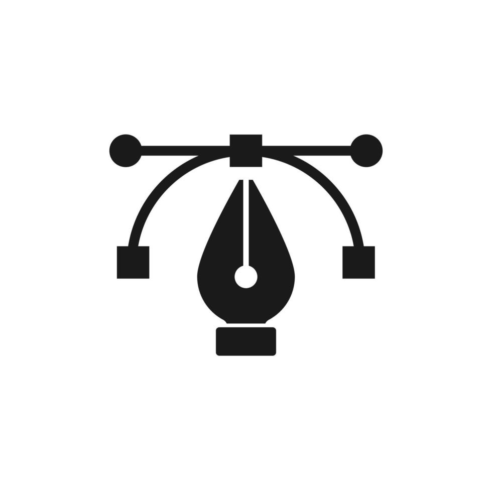 penna verktygsikon. vit bakgrund. bezier -kurvhandtag. vektor