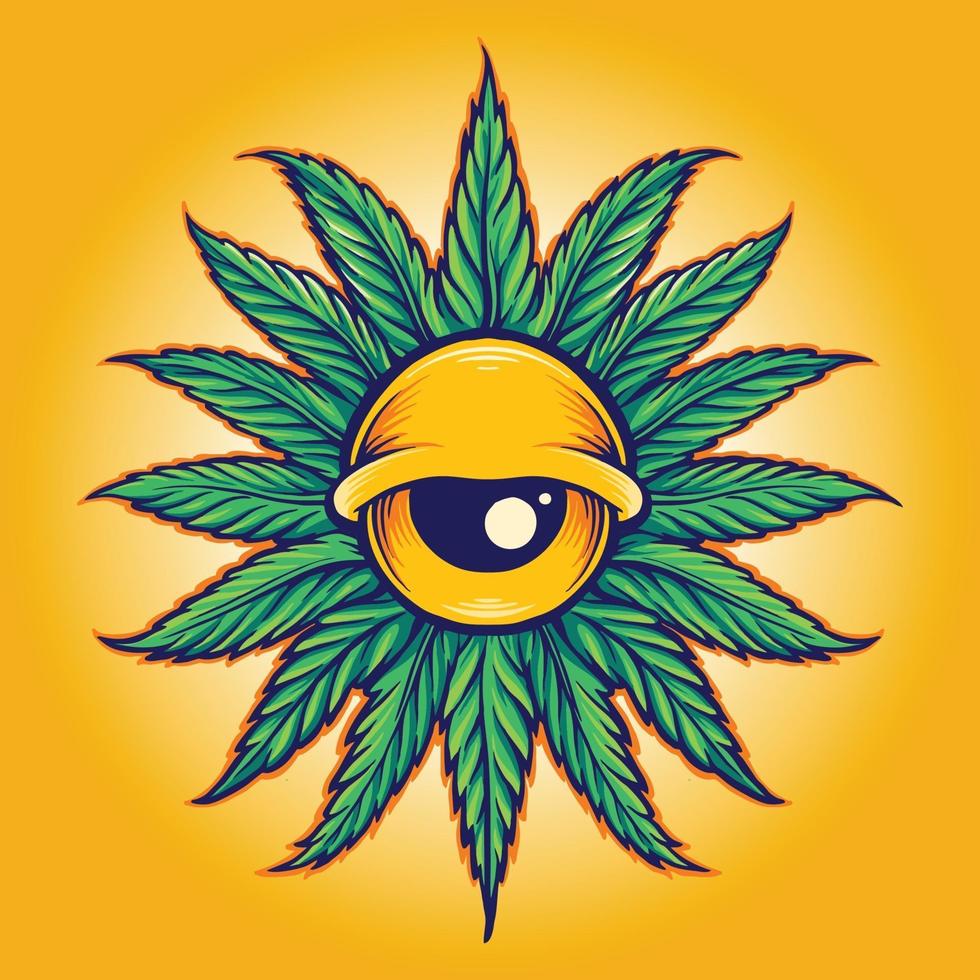 Mandala-Blatt-Cannabis-Augen-Abbildung vektor