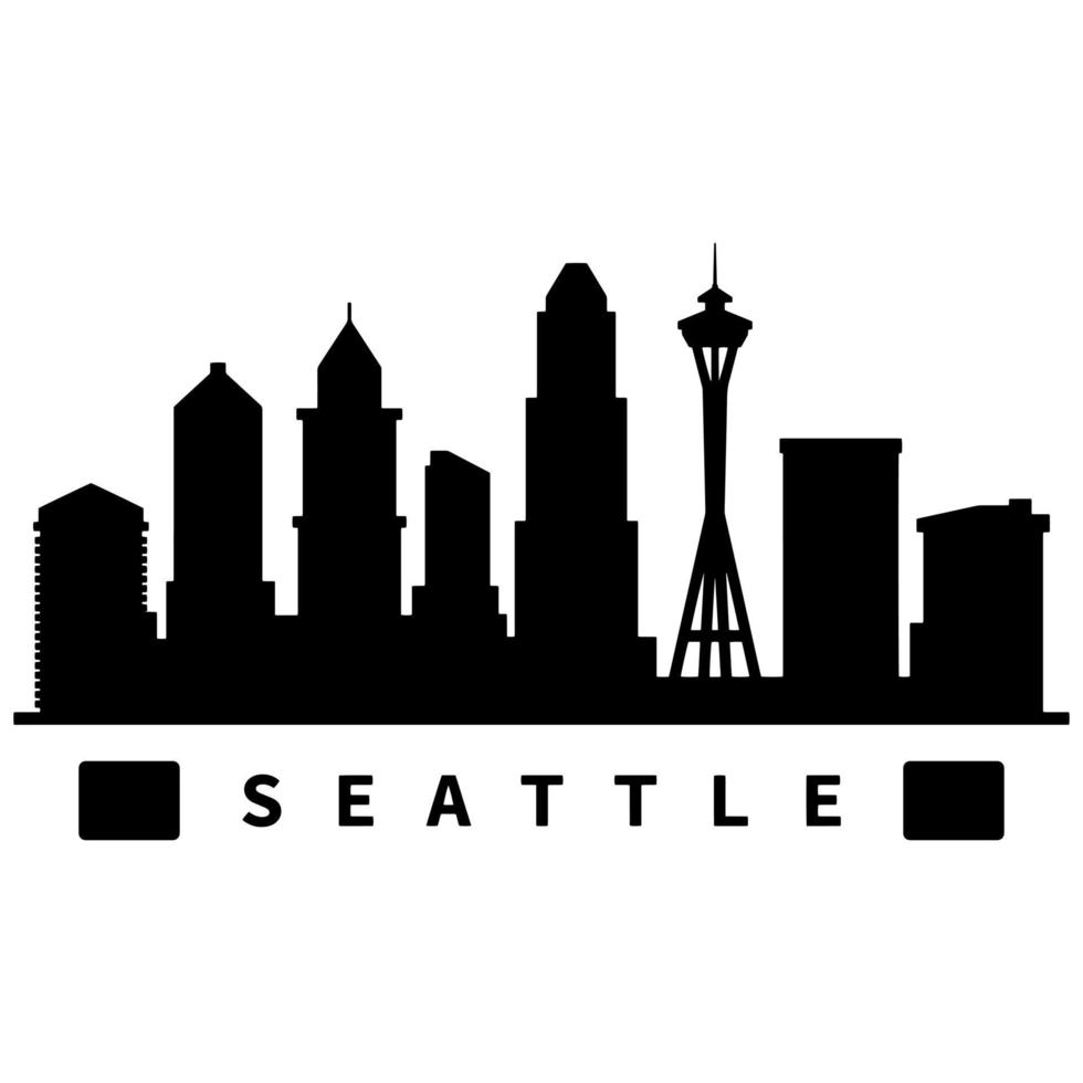 Seattle skyline illustrerad på vit bakgrund vektor