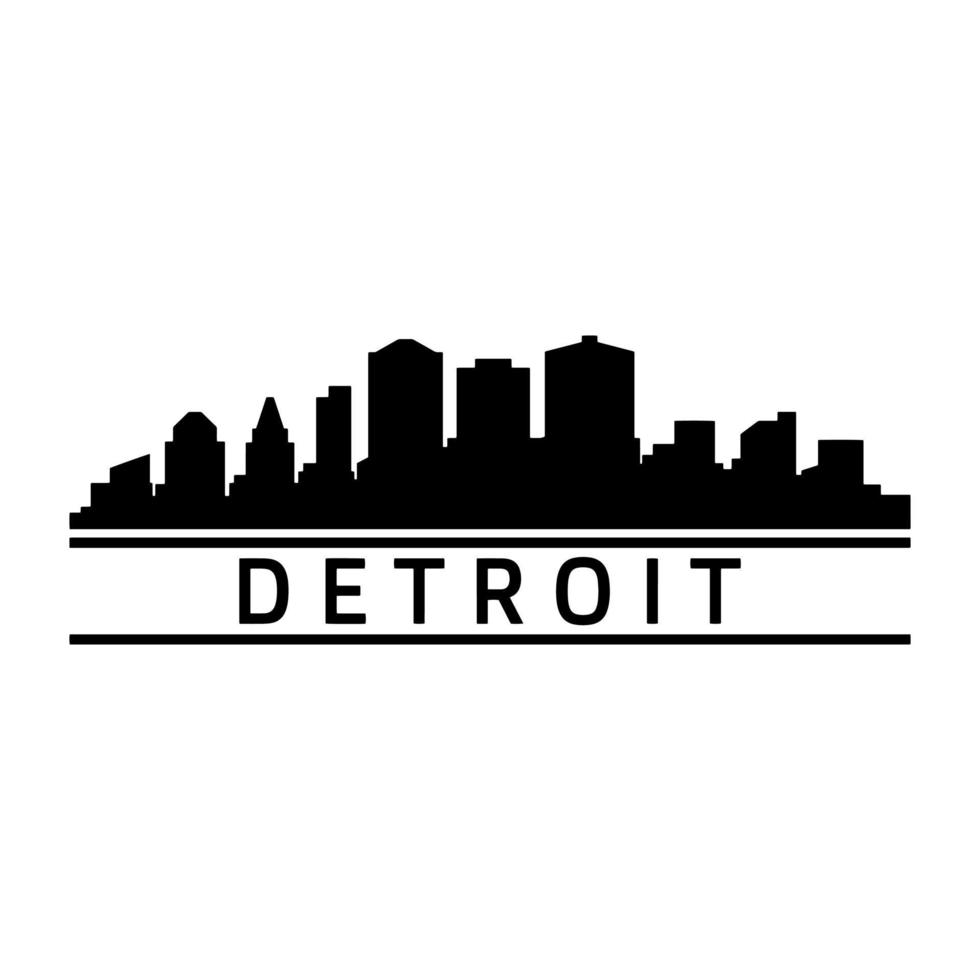 Detroit skyline illustrerad på vit bakgrund vektor