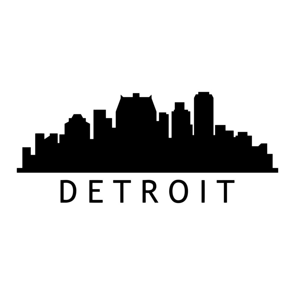 Detroit skyline illustrerad på vit bakgrund vektor