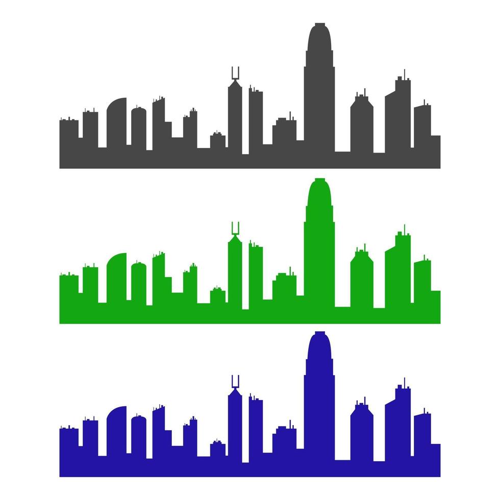 Skyline von Hongkong auf weißem Hintergrund dargestellt vektor