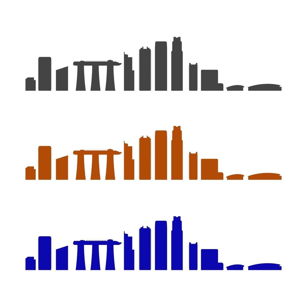 singapore skyline illustrerad på vit bakgrund vektor