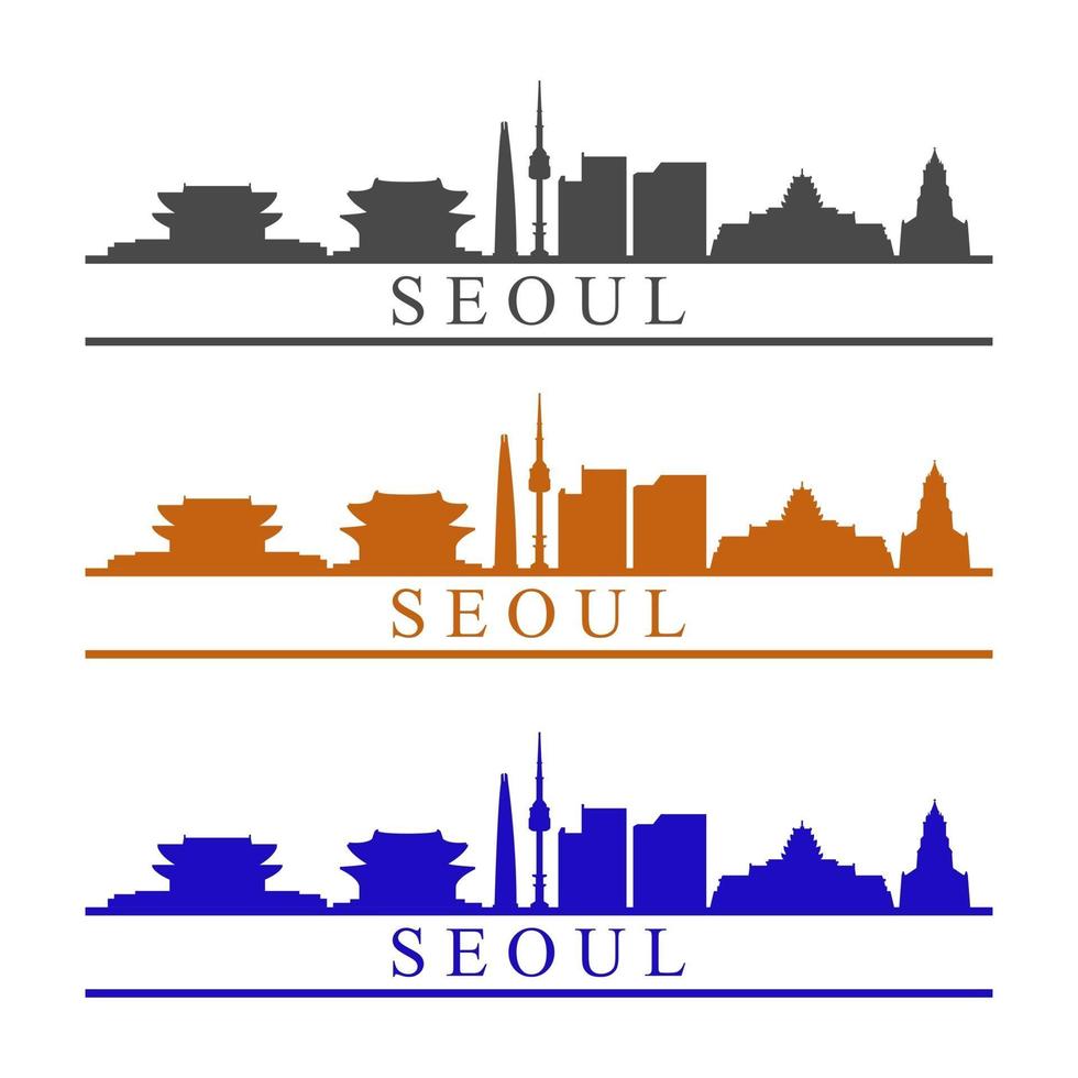 Skyline von Seoul auf weißem Hintergrund dargestellt vektor